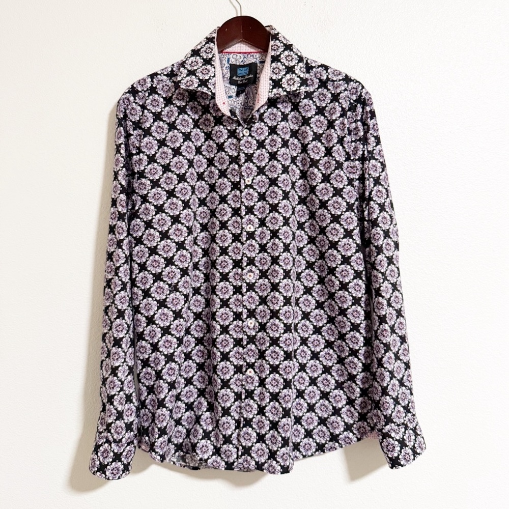 Michelsons London East End Floral Medallion Contrast Cotton Button Up